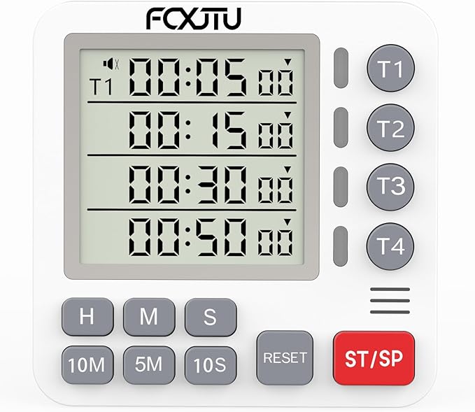 Digital Dual Kitchen Timer, 4-Channel Magnetic Countdown Timer
