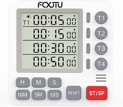 Digital Dual Kitchen Timer, 4-Channel Magnetic Countdown Timer