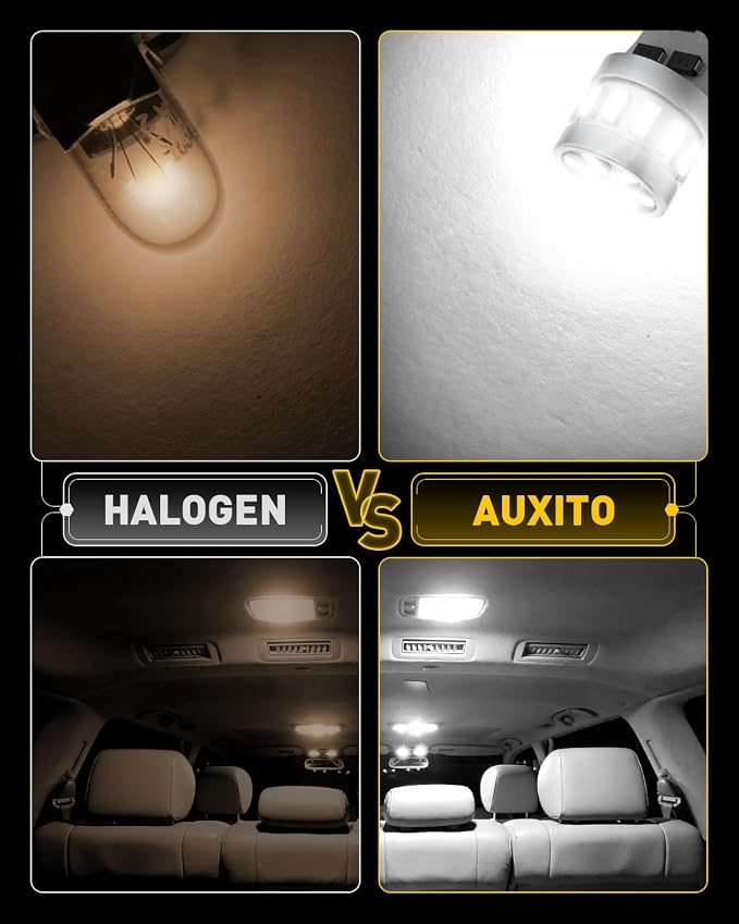 AUXITO Latest 194 LED Bulb 6500K White Super Bright 168 2825 T10 W5W LED Bulb for Car Dome Door Map Courtesy Trunk Cargo License Plate Tail Lights, Pack of 10