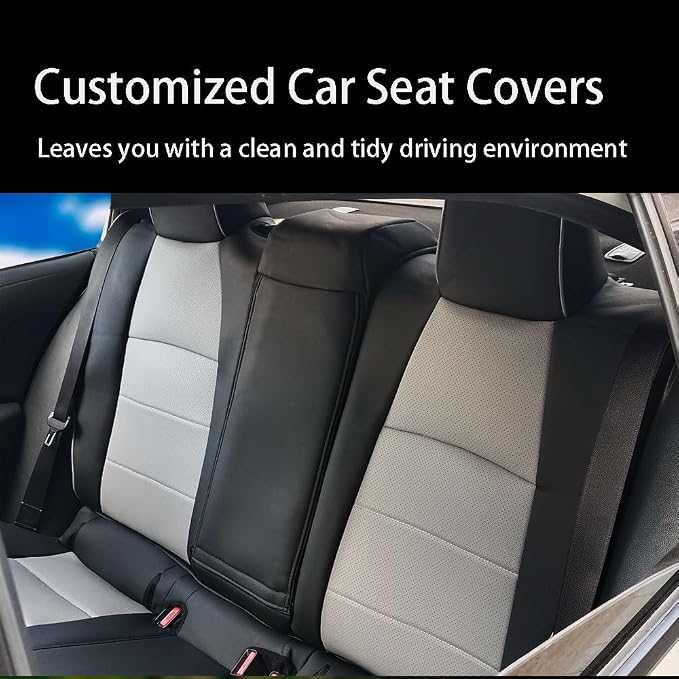 CocheFamilia Custom Fit Corolla Car Seat Covers for Select 2023 2024 2025 Toyota Corolla LE - Full Set,Leather (Black and Grey)