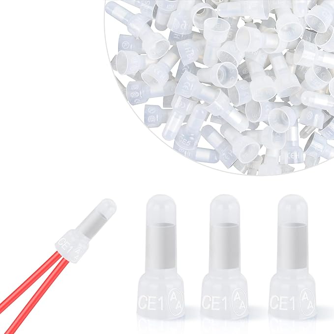Nilight 300PCS CE1 Closed End Crimp Terminal 22-16 Gauge Nylon Insulated Closed End Wire Cap Wire Connectors Crimp Cap Terminals Connectors for Automotive Car Truck Boats Marine Electrical Wiring