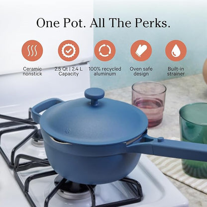 Our Place Mini Home Cook Duo - 8.5" Always Pan & Small Perfect Pot Bundle | Multi-Functional Cookware Set Replaces 18 Pieces | Blue Salt