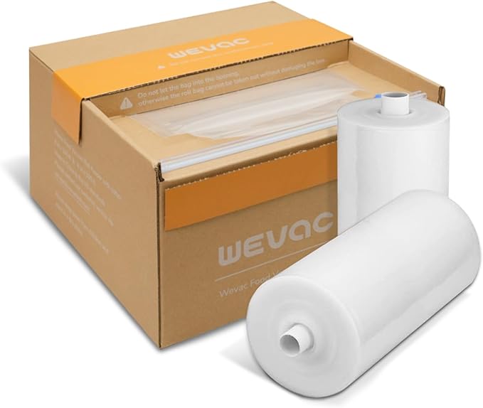 Wevac 6''x100' & 8''x100' 2 Rolls, Vacuum Seal Roll Keeper with Cutter, Ideal Vacuum Sealer Bags for Food Saver, BPA Free, Commercial Grade, Great for Storage, Meal prep and Sous Vide
