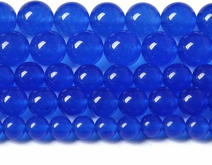 10MM 38PCS Deep Blue Chalcedony Natural Stone Loose Beads for Jewelry Making DIY Bracelet