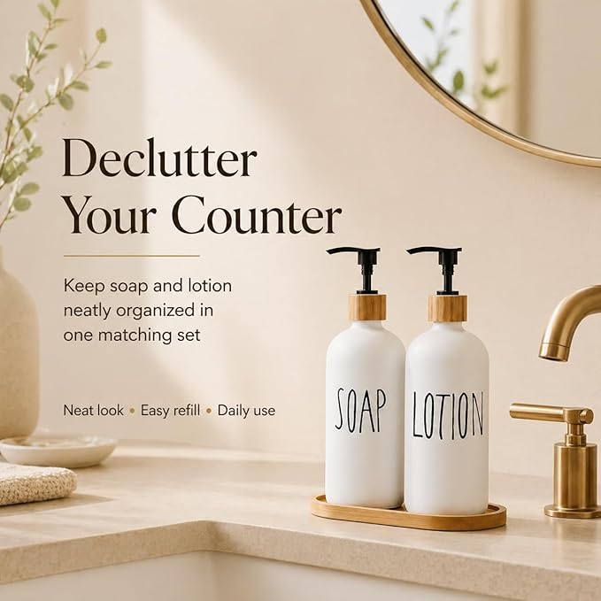 Glass Lotion Dispenser, Refillable Matte Black Hand Lotion Dispenser Suitable