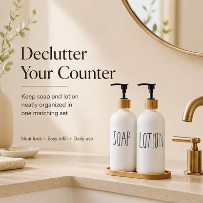 Glass Lotion Dispenser, Refillable Matte Black Hand Lotion Dispenser Suitable
