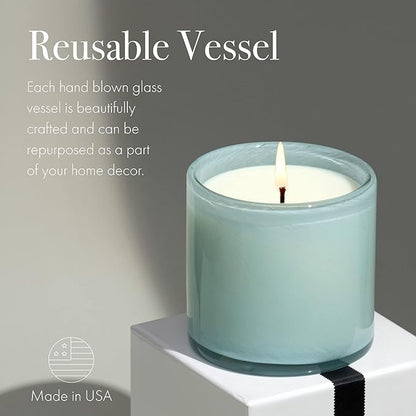 LAFCO New York Classic Candle, Marine - 6.5 oz - 50-Hour Burn Time - Reusable, Hand Blown Glass Vessel - Made in The USA