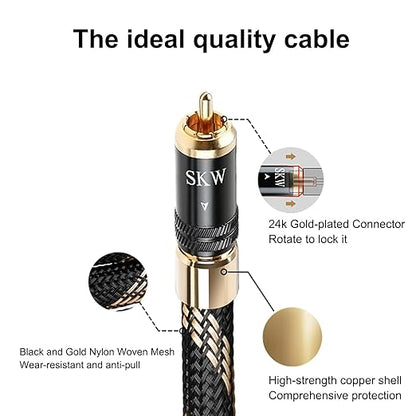 SKW Audiophiles Subwoofer Lock RCA Cable RCA to RCA Multiple Shield