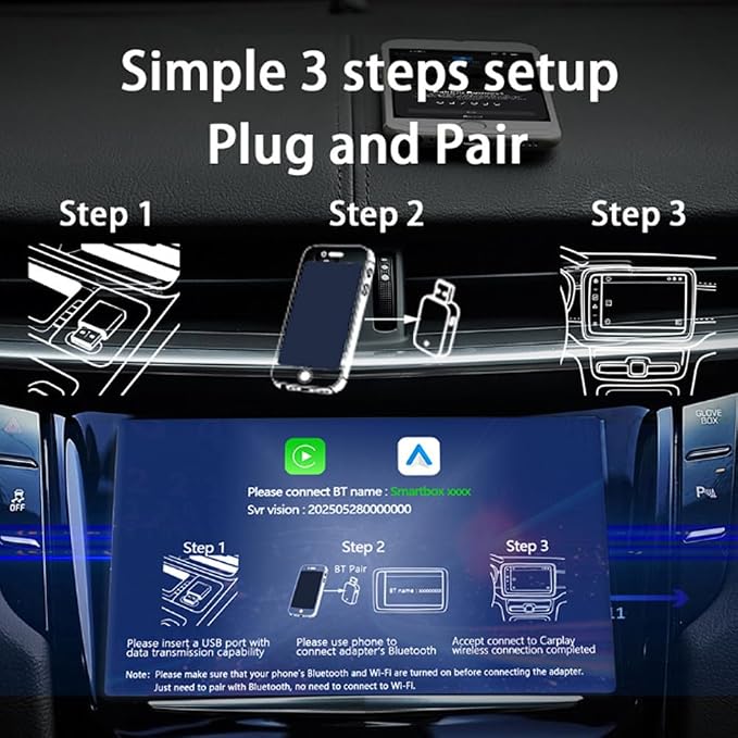 Wireless CarPlay & Android Auto Adapter for GMC Yukon XL 2016-2024,Ultra Mini Dongle Converts Easy Setup Plug and Play,Silver