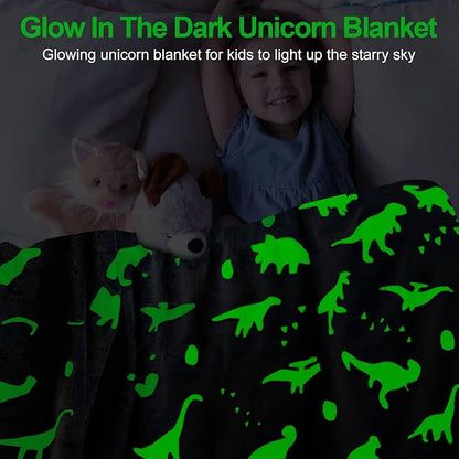TEHALK Dinosaur Glow in Dark Blanket - Soft Fleece for Boys & Girls - Personalized Baby & Toddler Blanket - 50"x60"