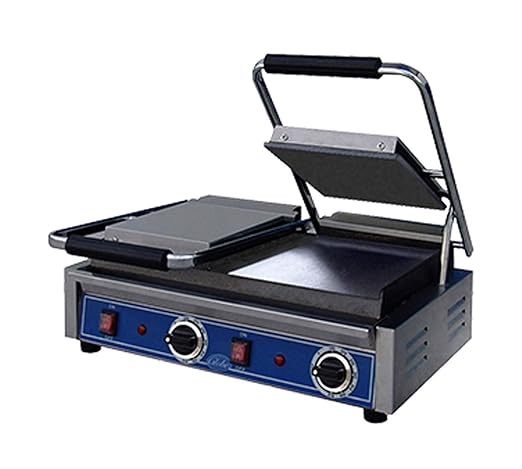 Globe GSGDUE10 Bistro Electric Countertop Smooth Panini Double Grill
