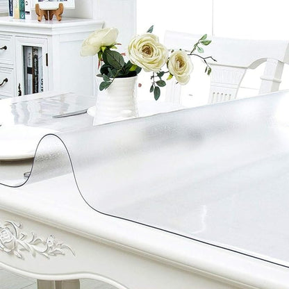NECAUX Custom 44 x 107 Inch Frosted Table Cover Protector, 1.5mm Thick Wood Grain Transparent Table Pad Non-Slip Tablecloth Plastic Protective Pad for Dining Room Table Conference Table Meeting Table