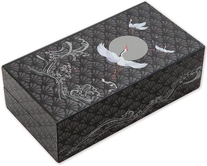 Bits and Pieces - Soaring Cranes Secret Puzzle Box - Wooden Money Box Brainteaser - 10 Step Solution Brain Game