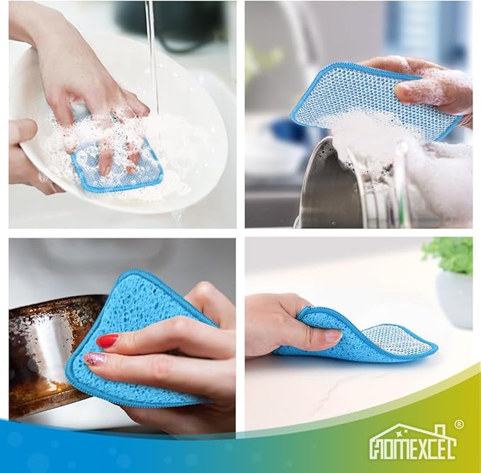 HOMEXCEL 12 Pack Scrub & Wipe Cloths, Scrub Sponges