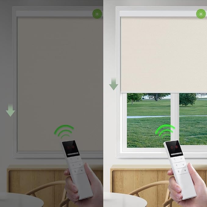 Zshine Motorized Blackout Window Blinds Customize Width Remote Control Wireless