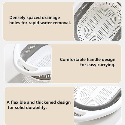 2-Pack Collapsible Silicone Colander Strainer, Foldable Kitchen Sink Basket