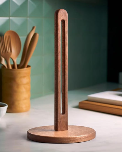 KitchLife Acacia Wooden Paper Towel Holder Countertop, 6.5" Jumbo Base