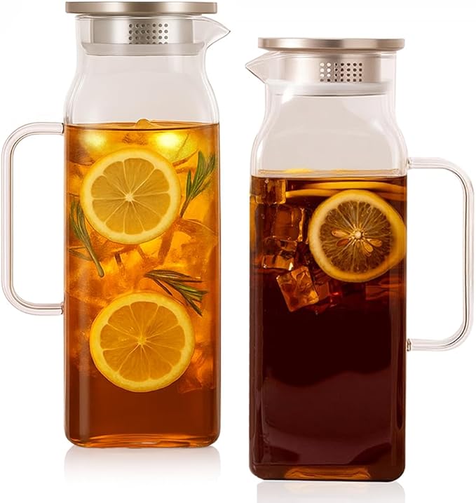 2 Pack Square Glass Water Pitcher