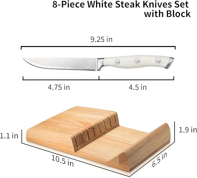 Alata 8-Piece White Steak Knives Set
