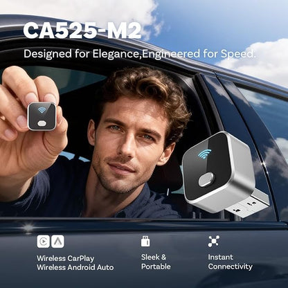 Upgraded Wireless CarPlay Adapter for Mitsubishi Outlander PHEV 2017-2025, Mini Wired to Wireless Box, Plug and Play, Compatible with Apple and Android
