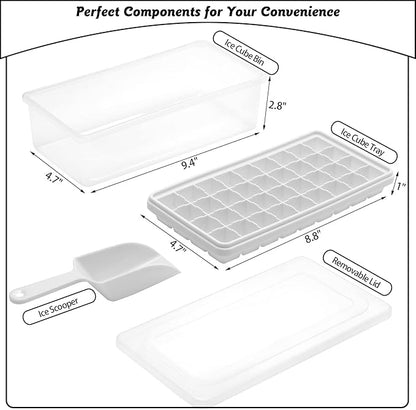 Silicone Ice Cube Tray with Leak-Proof Lid & Storage Bin