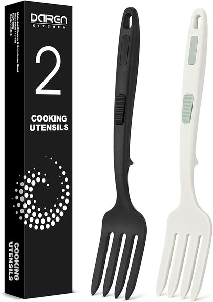 Silicone Flexible Cooking Fork, 11.6 Inch Heat Resistant, Large Non Stick for Mixing, Mashing, Whisking (BW)