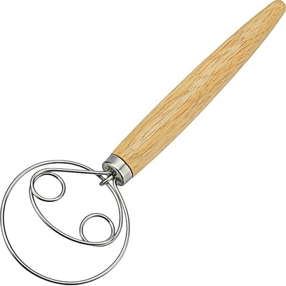 Danish Dough Whisk Stainless Steel Wooden Handle