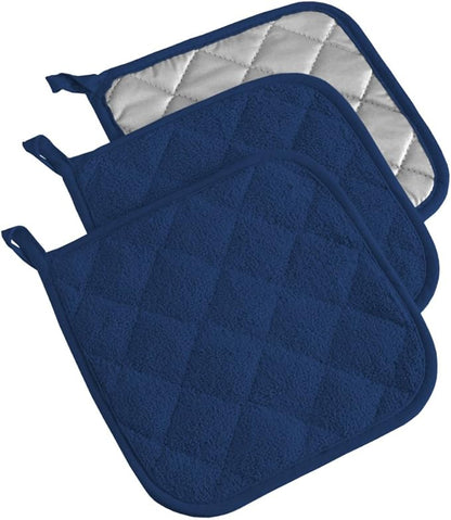 DII Basic Terry Collection Quilted 100% Cotton, Nautical Blue, 3 Piece