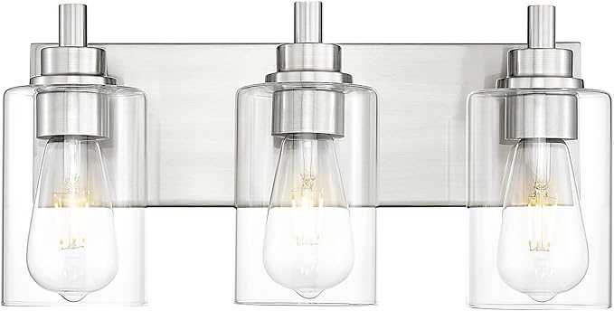 METWET 3-Light Bathroom Light Fixtures, Brushed Nickel Vanity Light