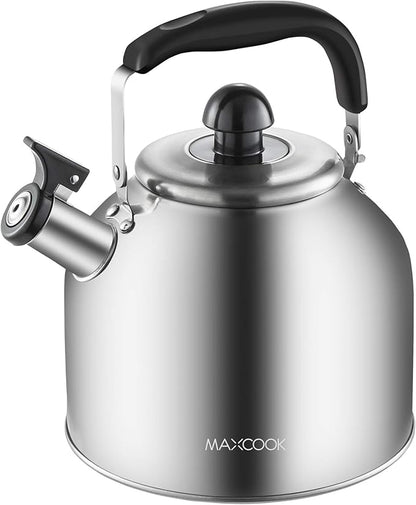 4.2 Quart/4L Stainless Steel Whistling Tea Kettle,Brushed Satin, Suitable to Boiling Water & Tea on Induction Stove, Gas Stove Top