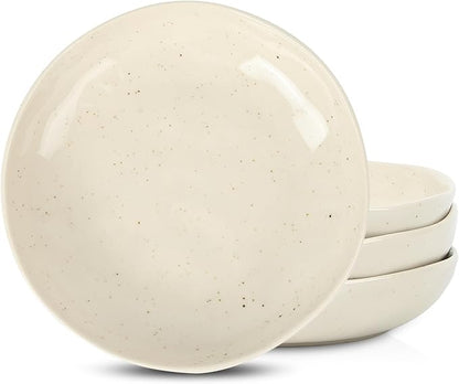 Stone Lain Mirella 4-Piece Pasta Bowl Set Stoneware, Microwave and Dishwasher safe, Beige