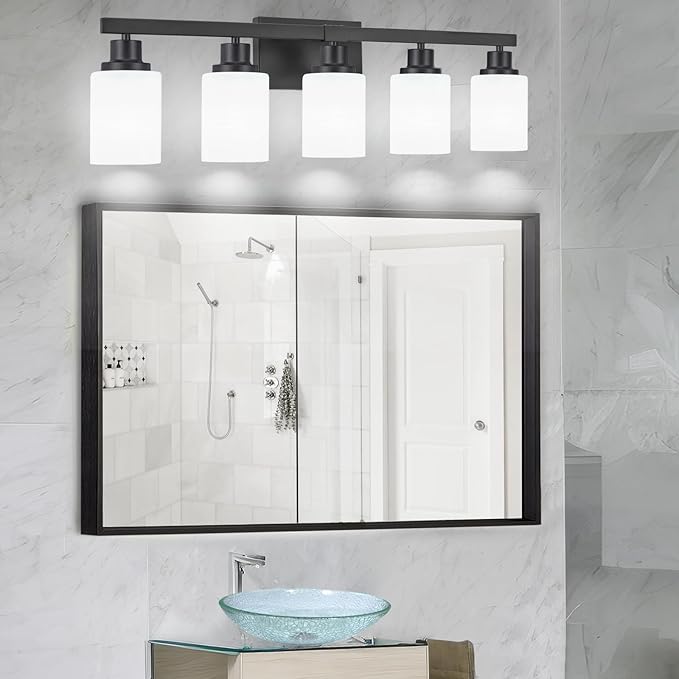 DIKAIDA Bathroom Vanity Light, 5-Light Vanity Lighting Fixture Over Mirror