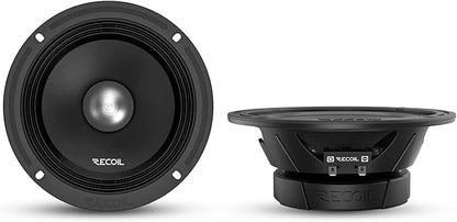 RECOIL MS65-4P 6.5-Inch Midrange Pro Audio Car Speakers, 600 Watts Max Pair 4Ohm, 1.5-Inch High Temperature Kapton Voice Coil, Premium Quality Audio Door Speakers