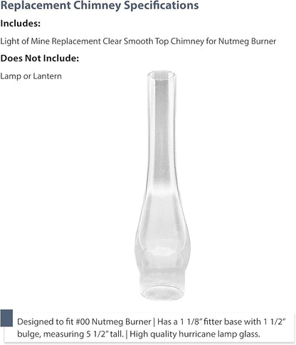 Light of Mine Oil Lamp Replacement Chimneys (1 1/8" x 5 1/2")