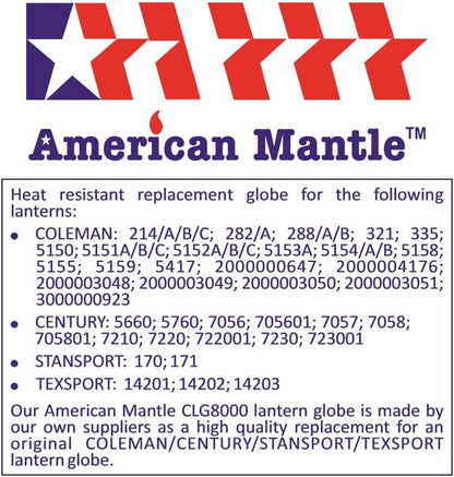 American Mantle Lantern Globe Replacement | 4.05"4.05"x4.21" Straight Clear Borosilicate Glass | Fits Colmen Models 214 282 285-700 288 321 355 5150 5151 5152 5153 5154 5155 5158 5159