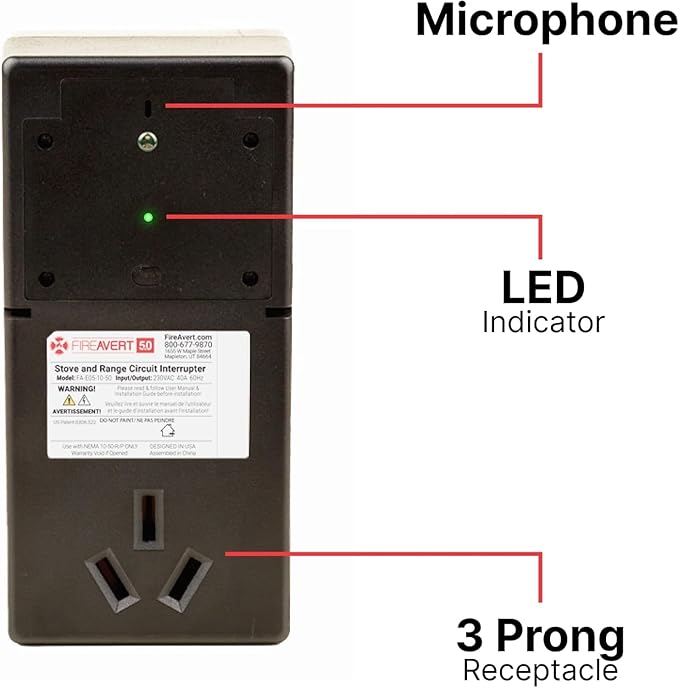 Electric Auto Stove Shut-Off Safety Device (3 or 4 Prong), Oven Monitoring Solution for Senior Citizen and Elderly Parents, As Seen On Shark Tank (3-Prong, 2 Pack)