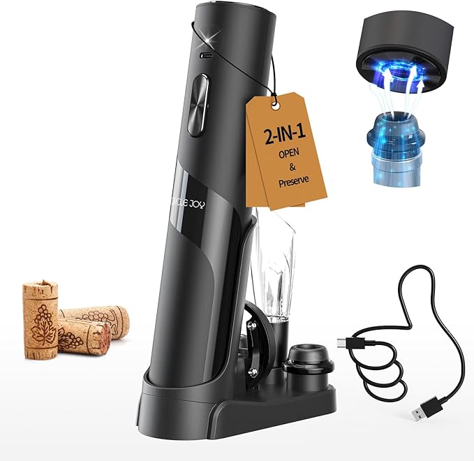 CIRCLE JOY Rechargeable Wine Opener Electric Wine Bottle Opener 7-in-1 Wine