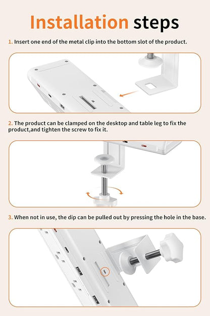 10 FT Desk Clamp Power Strip