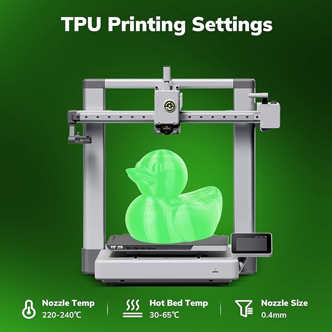 AMOLEN 95A TPU 3D Printer Filament, 1.75mm Glow in The Dark Green, Soft TPU Flexible 3D Printing Filament, High Hardness & Resilience, Best with UV Lamps, 1kg Spool(2.2lbs), Fit Most 3D Printers