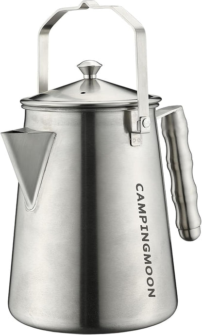CAMPINGMOON 1.5L Campfire Kettle Stainless Steel Camping Coffee Pot Full capacity 1.86L SW-6