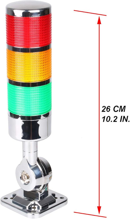 110V to 220V LED Stack Tower Lights, Industrial Warning Lights, Andon Lights, Column Signal Tower Indicator Lamp Beacon, Continuous/Flashing Light Switchable, 3 Layer (Without Buzzer)