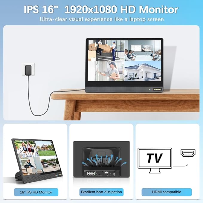 【All-in-One Security System】 4K 2160P Outdoor Wired Security Camera System