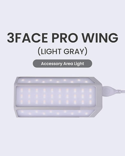 Claymore 3Face Pro Wing (Light Gray) - Rechargeable Surface Area Light Bar for Camping, Tents, Canopies, Outdoor Events, Street Vendors, Work Lighting, Long-Lasting Battery. Adjustable Light Modes.