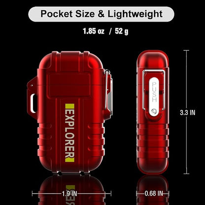 Waterproof Butane Torch Lighter Refillable Windproof Jet Flame Lighters for Fireplace Fireworks Grill Camping BBQ Lighter Gift for Man,2 Pack. (Black+Red)(Without Butane)