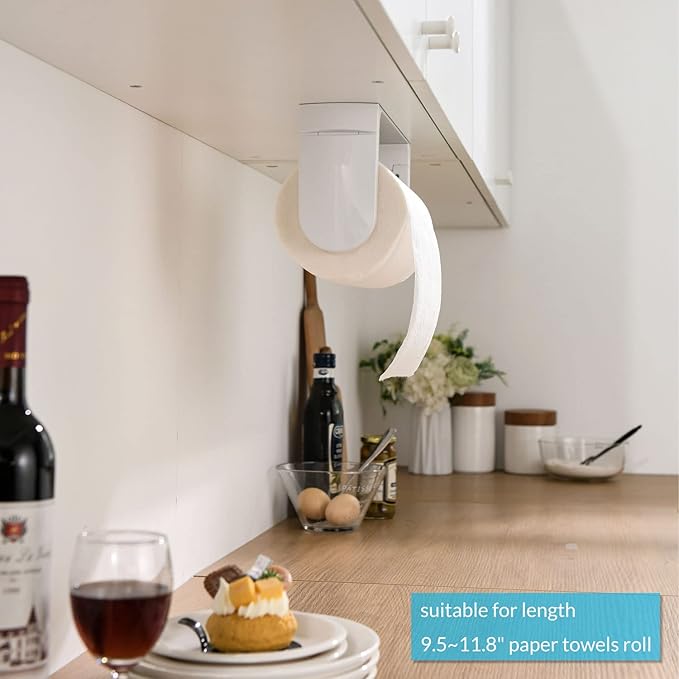 simpletome ONE Hand Tear Paper Towel Holder Under Cabinet Adhesive or Drilling