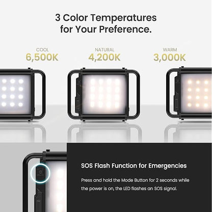 CLAYMORE Ultra 3.0 (Medium) - USB-C Rechargeable Outdoor Portable Area Light, 3 Color Modes, 40 to 2,200 Lumens, 11,600mAh Battery. Ideal for Camping, Fishing, Backpacking, and Construction.