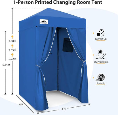 EAGLE PEAK Flex Ultra Compact 4x4 Pop-up Canopy, Sun Shelter, Changing Room, Portable Privacy Canopy Cabana for Pool, Fashion Photoshoots, or Camping, Blue