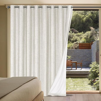 H.VERSAILTEX Sliding Door Curtains, Linen 100% Blackout Curtains Durable Thick