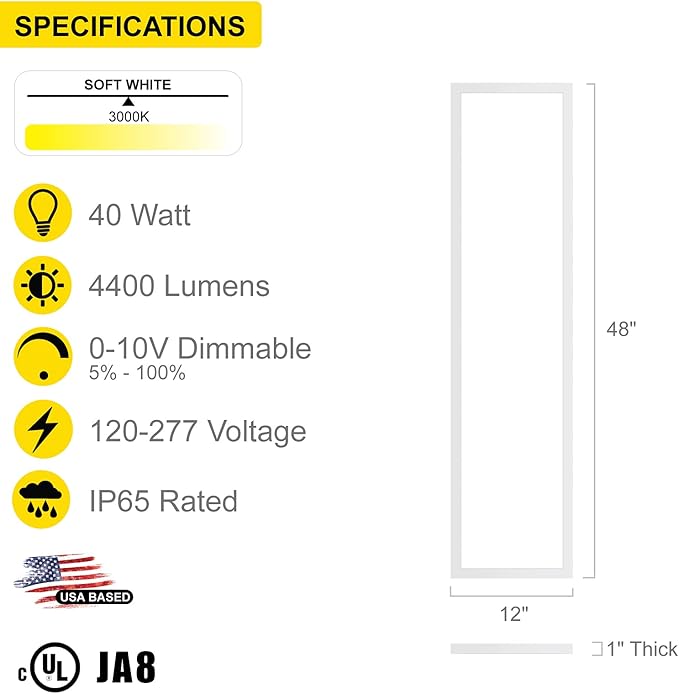 NUWATT 4 Pack 1x4 LED Panel for Drop-in Ceiling, 3000K Warm White, Super Bright