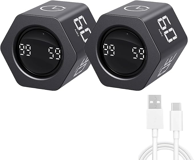 Productivity Timer Flip Gravity Sensor Cube Timer Countdown & Countup, Mute &